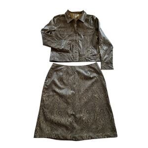 Vintage Kikit Studio Snakeskin Print 2-Piece Set - Full Zip Jacket & Midi Skirt